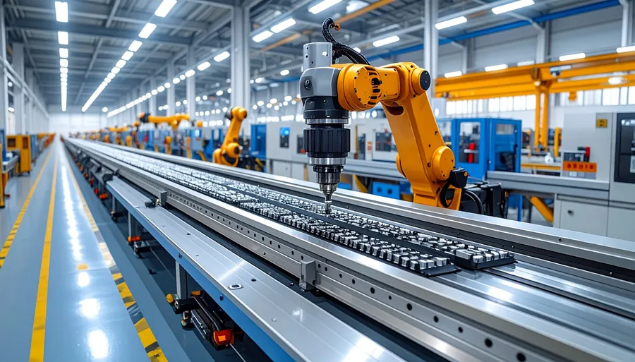 Robotic arm with machine vision camera on a precision manufacturing line